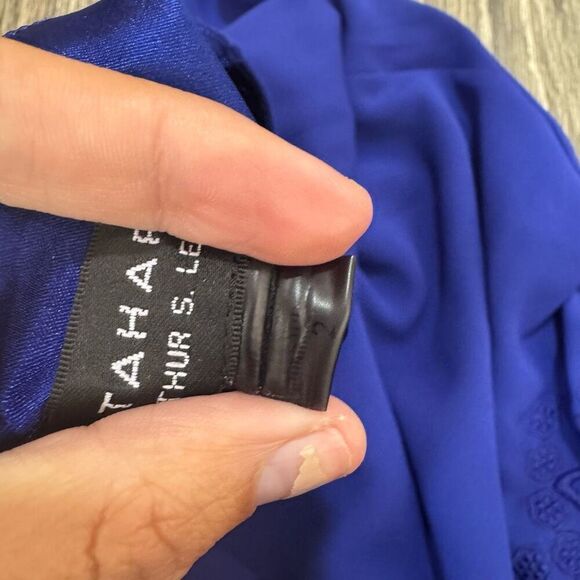 Tahari Royal Blue Long Tie Sleeve Floral Dress - Picture 6 of 7